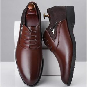 Men's Casual PU Leather Shoes Business Dress Shoes-brown